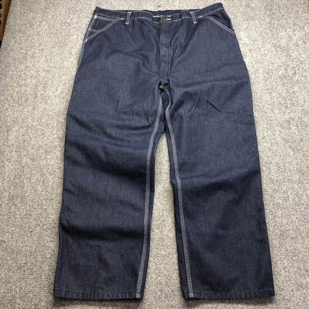 Vintage Style Indigo Carpenter Jeans Mens 44x30 Contrast Stitch Utility Pants